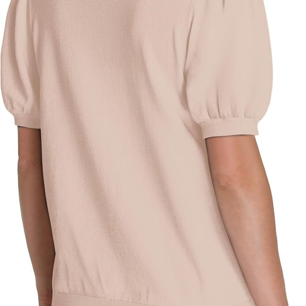 Women's Puff Short Sleeve Sweater Light Knit 2025 Spring Summer Casual Work Top - Picture 5 of 5